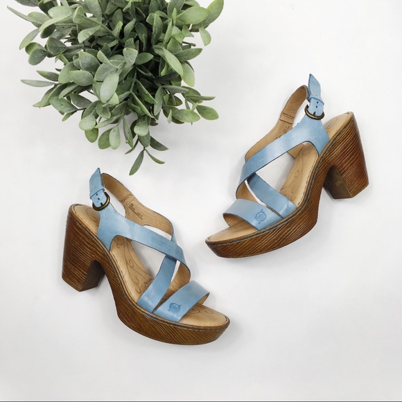 Born Shoes - Born Criss cross sandal wooden platform leather